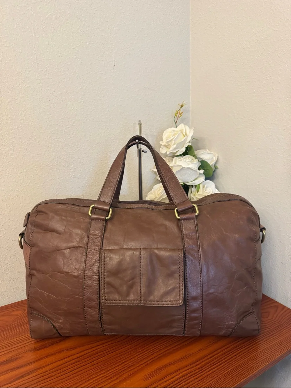 Fossil Brown Leather Duffel Bag